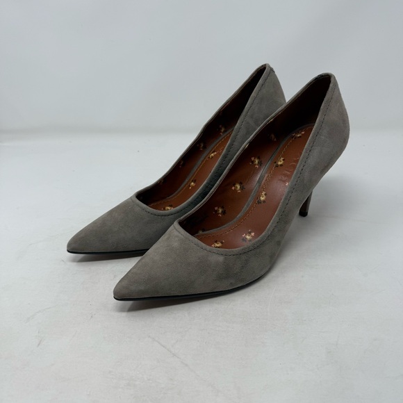 Coach Waverly Gray Suede Pointed Toe Heels Size 8.5 Classic Pumps - Picture 1 of 10